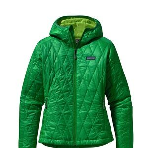 Patagonia Bright Green Quilted Nano Puff Jacket with Hood